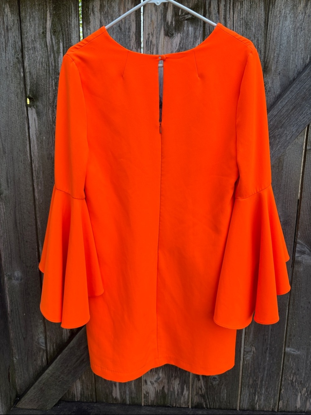 EUC Milly Nicole Shift Dress Ruffle Bell Sleeves Orange Size 10 - Picture 7 of 10